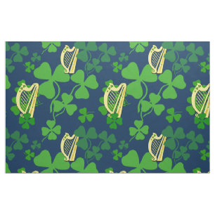 Shamrock irlandês, tecido preto, harp irlandês,
