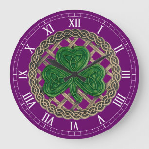 Shamrock Roxo & Celtic Knos Relógio Numérico Roman