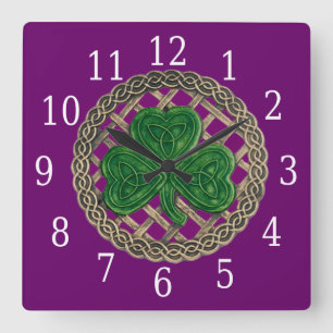 Shamrock Roxo E Relógio De Nódulos Célticos