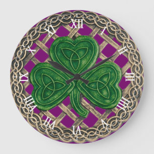 Shamrock Roxo e Relógio Numérico de Números Céltic