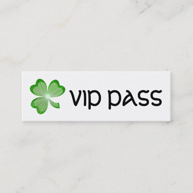 Shamrock White 'VIP PASS' - magra cartão de visita (Frente)