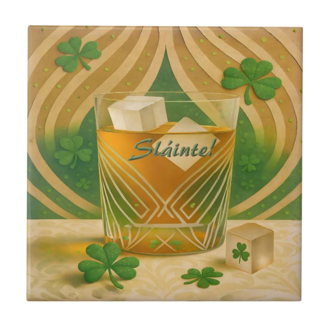 Shamrocks Irish Whiskey Tumbler "Sláinte!" (Frente)