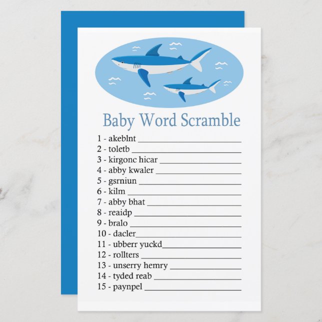 Shark Baby word scramble game (Frente/Verso)