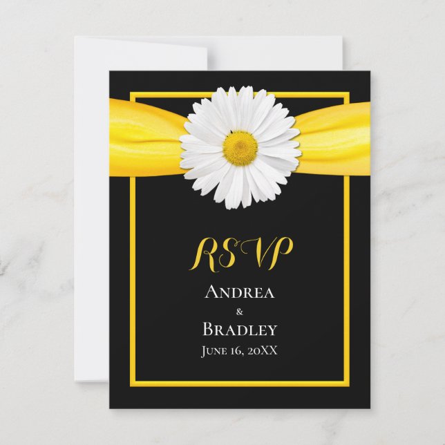 Shasta Daisy com Cartão de Resposta de Fita Amarel (Frente)