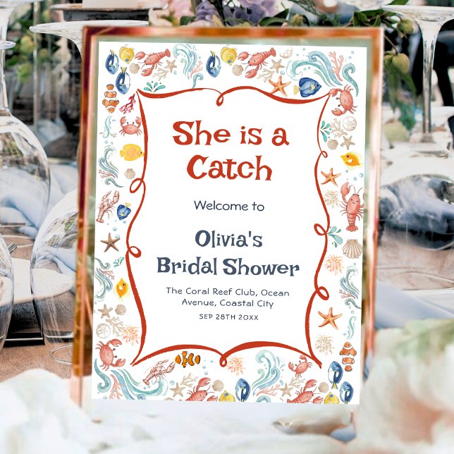 She Is a Catch Ocean Welcome Poster Nautical (Criador carregado)