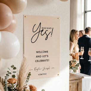 She said Yes banner Engagement welcome Poster