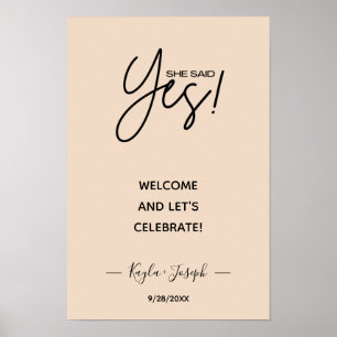 She said Yes banner Engagement welcome  Poster