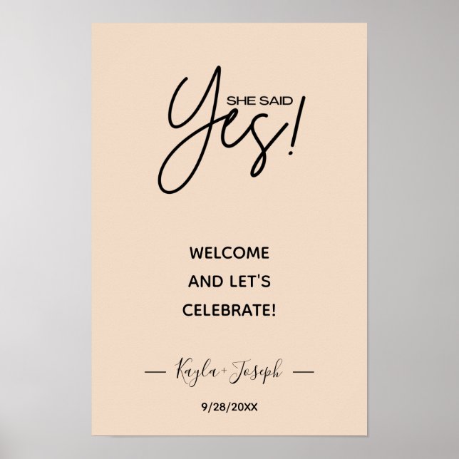 She said Yes banner Engagement welcome  Poster (Frente)