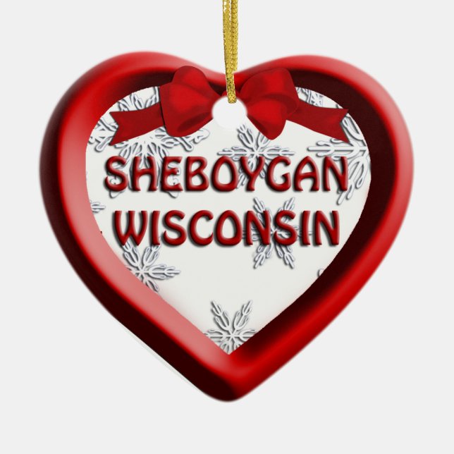 Sheboygan Wisconsin Heart Enfeites de natal (Frente)