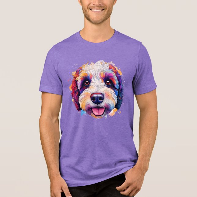 Sheepadoodle feliz face cheio de cor! (Frente)