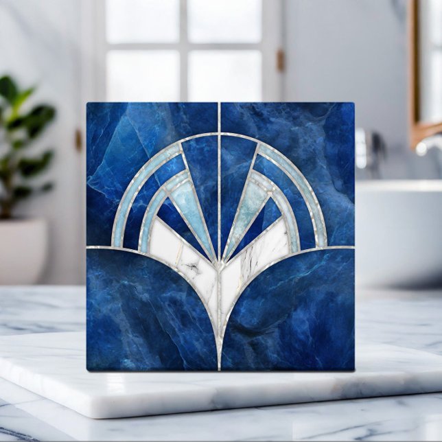 Shell do ventilador Art Deco - Marble Azul e Branc (Criador carregado)