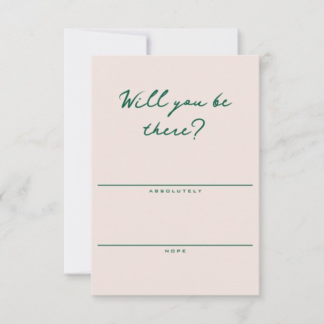 Shell Pink and Green Simple RSVP Card (Frente)