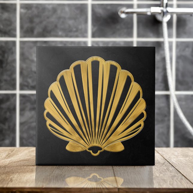 Shell Scallop - Marble Preto e Dourado (Criador carregado)