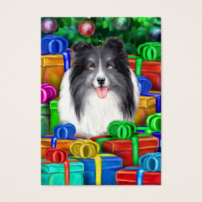 Sheltie Christmas Bi Blk - Placas Planas (Frente)