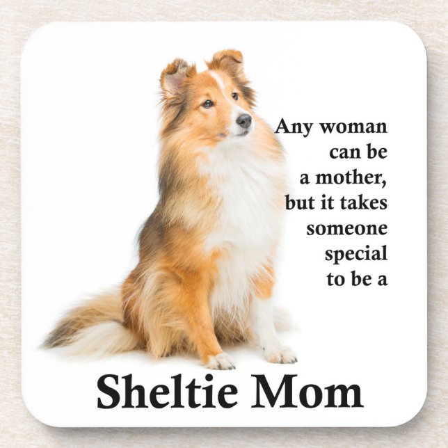 Sheltie Mãe Porta copos Set (Frente)