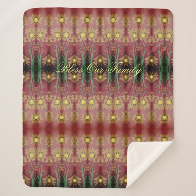 Sherpa Abençoe o nosso cobertor florido da família (Frente)