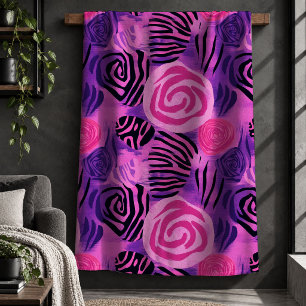 Sherpa Acento Decorativo de Cobertor Rosa Quente Roxo Leo