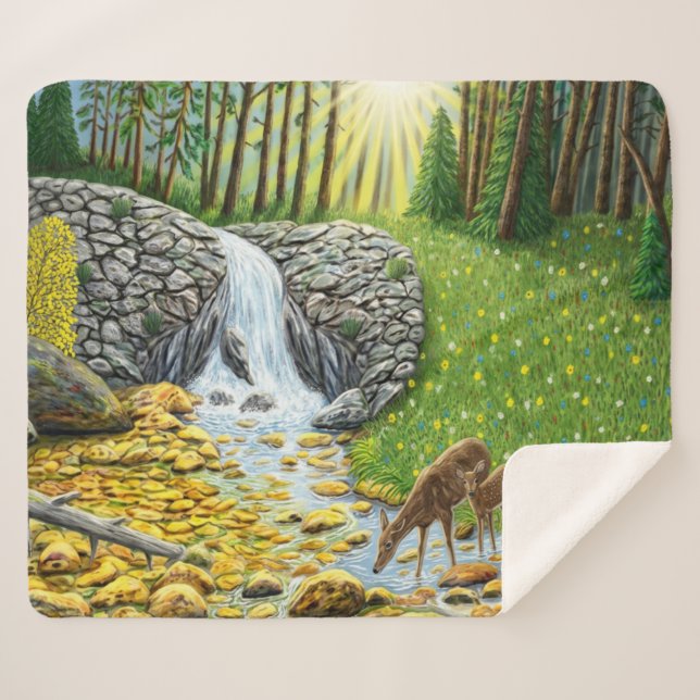 Sherpa Amanhecer no Cobertor de Fleece Floresta (Frente (Horizontal))
