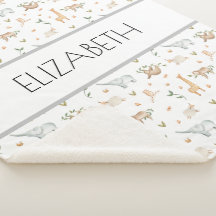 Animais da floresta nome de bebê cobertor personal