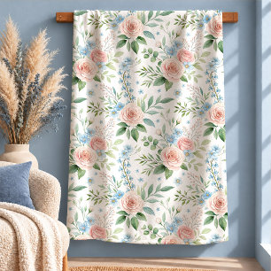 Sherpa Arte de Cobertor Azul Pastel de Prado de Flores Si