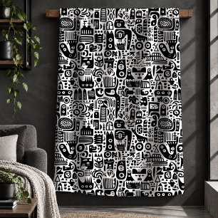 Sherpa Arte de Cobertor Decorativo com Rabiscos Ecléticos
