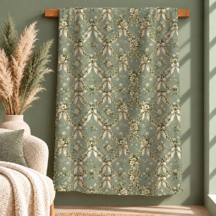 Sherpa Belas Margaridas Vintage em Cobertor Verde Sage Co