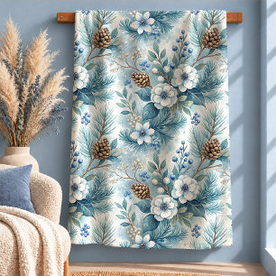 Sherpa Cativante Cobertor Floral Azul Poeirento de Pinha