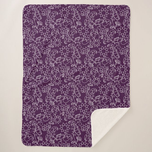 Sherpa Cobertor Aconchegante Flores de Lavanda Caprichoso (Frente)