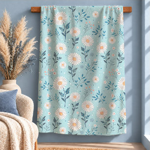 Sherpa Cobertor Azul Pastel Margarida Branca Encantadora