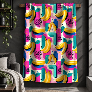 Sherpa Cobertor Banana Desenho Divertido Colorido Dinâmic