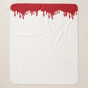 Sherpa Cobertor Branco com Borda de Gotejamento Vermelho