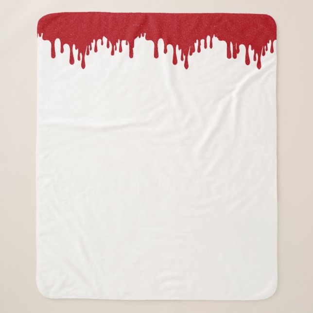Sherpa Cobertor Branco com Borda de Gotejamento Vermelho  (Frente)