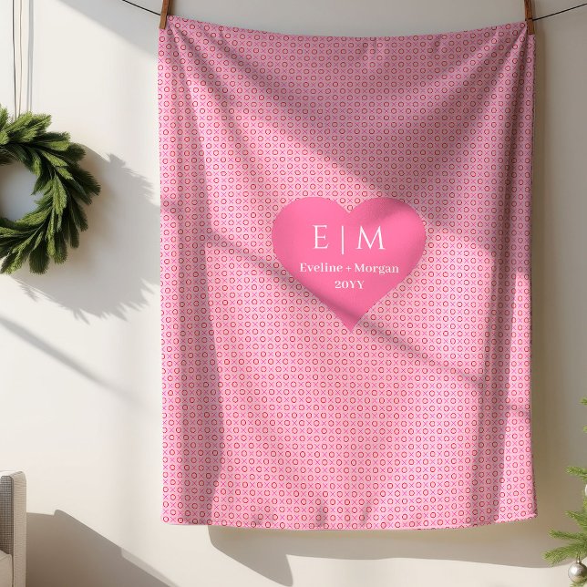 Sherpa Cobertor Chic Romântico com Coração para o Dia dos (Chic Romantic Heart Pattern Valentine Gift Blanket)
