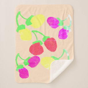 Sherpa Cobertor Colorido Pastel Fofo de Frutas