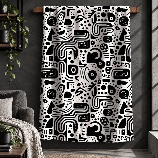 Sherpa Cobertor com Design de Esboço Monocromático Sofist (Sophisticated Monochrome Sketch Design Blanket)