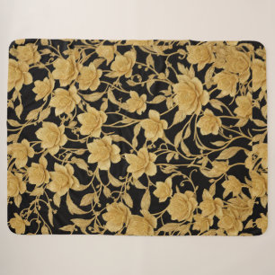 Sherpa Cobertor com Estampa Floral Escura