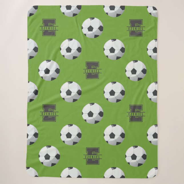 Sherpa Cobertor com Monograma de Futebol Nome – Letra E (Frente)