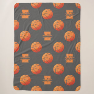 Sherpa Cobertor com Nome e Monograma de Basquetebol - Let