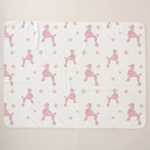 Sherpa Cobertor com Padrão de Poodle Rosa Pastel Minimali