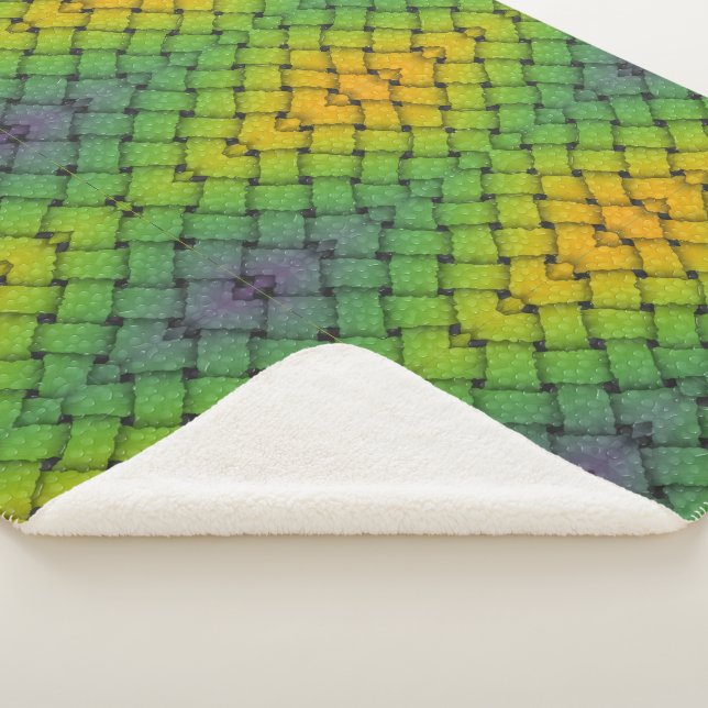 Sherpa Cobertor com Padrão Verde e Amarelo (3/4)
