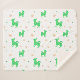 Sherpa Cobertor com silhueta de chihuahua verde pastel mi