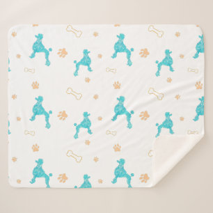 Sherpa Cobertor com Silhueta de Poodle Azul Pastel Minima