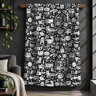 Sherpa Cobertor Confortável com Desenhos Gráficos Monocro