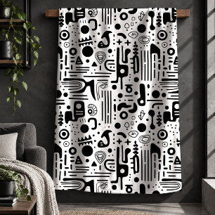 Sherpa Cobertor Confortável com Desenhos Gráficos Monocro