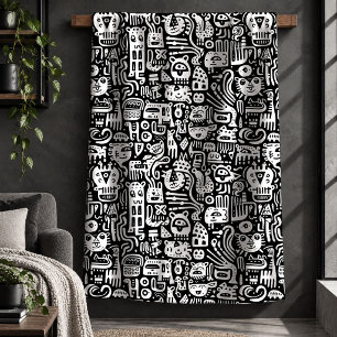 Sherpa Cobertor de Arte de Linha Eclética Monocromática I