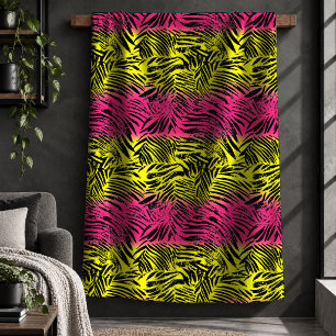 Sherpa Cobertor de Arte Moderno Neon Verde Limão Tigre De