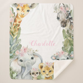 Sherpa Cobertor de Bebê Safari Menina