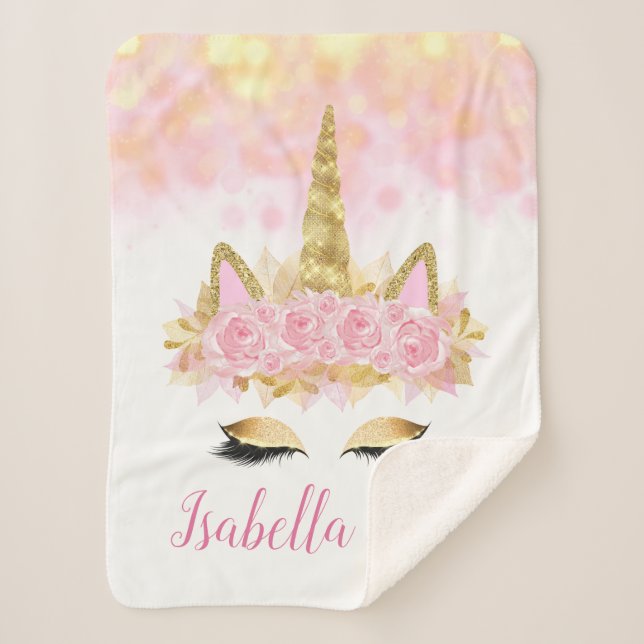 Sherpa Cobertor de Bebê Unicórnio Infantil (Frente)