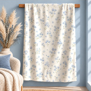 Sherpa Cobertor de Cottage de Flor Silvestre Azul de Aqua