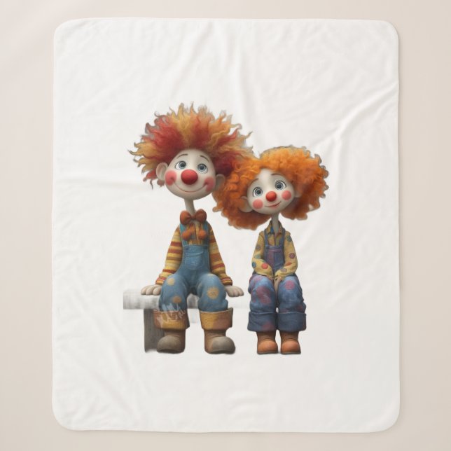 Sherpa Cobertor de Fleece de Palhaços de Desenho Animado  (Frente)